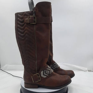 Not Rated Brown Quilted Tall Riding Boots Size 8.5